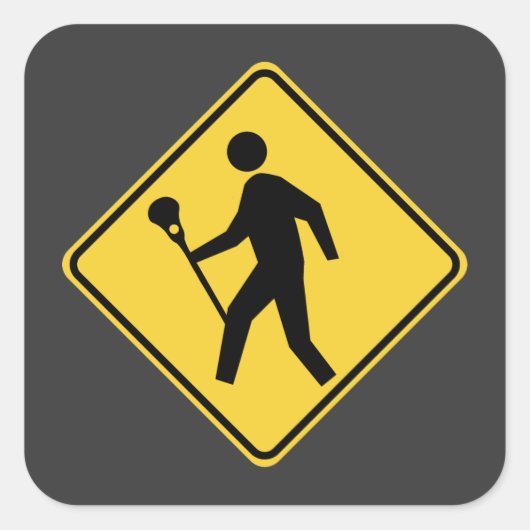 Lacrossing Quadratischer Aufkleber (Vorderseite)