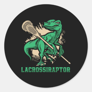 Lacrossiraptor Lacrosse-Spieler Lax Liebhaber Spor Runder Aufkleber