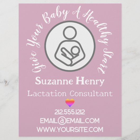 Lactation Consultant Breastfeeding Rainbow Pink Flyer (Vorne)