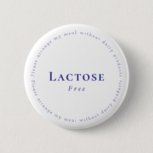Lactose-Free Request Badge, White - Navy Button (Vorderseite)