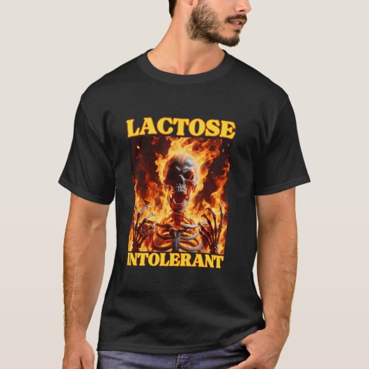 Lactose Intoleranz Funny Cringe Hard Skeleton Meme T-Shirt (Vorderseite)