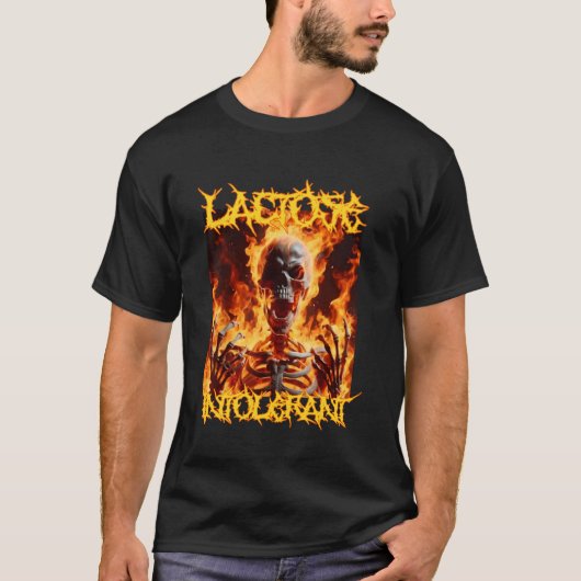 Lactose Intoleranz Funny Cringe Hard Skeleton Meme T-Shirt (Vorderseite)