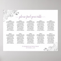 Lacy 10 Table Wedding Seating Chart White Lavender