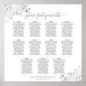 Lacy 11 Table Wedding Seating Chart Lavendel Weiß Poster (Vorne)
