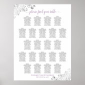 Lacy 22 Table Wedding Seating Chart White Lavender Poster (Vorne)