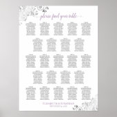 Lacy 23 Table Wedding Seating Chart White Lavender Poster (Vorne)