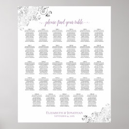 Lacy 29 Table Wedding Seating Chart Lavendel Weiß Poster