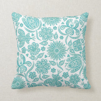 Lacy aquamarines Aqua-Blumenmuster-Kissen Kissen