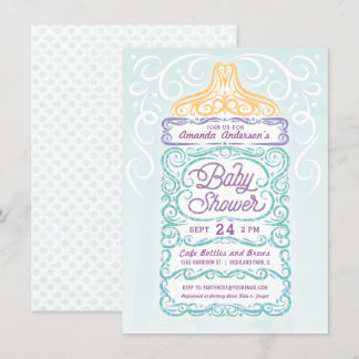 Lacy Baby Bottle Gender Neutral Dusche Einladung