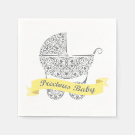 Lacy Baby Carriage Napkin Yellow 1 Serviette