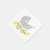 Lacy Baby Carriage Napkin Yellow 1 Serviette (Ecke)