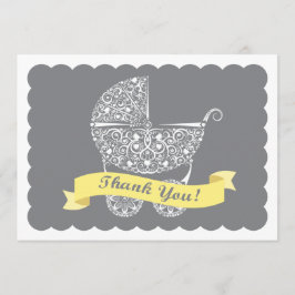 Lacy Baby Carriage Vielen Dank, gelb Mitteilungskarte
