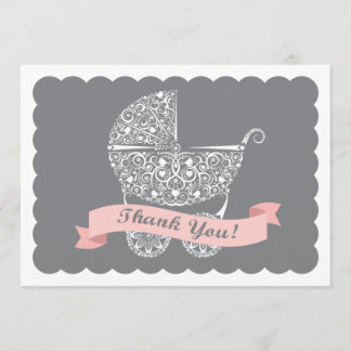 Lacy Baby Carriage Vielen Dank Ihr Hinweis Mädchen Dankeskarte