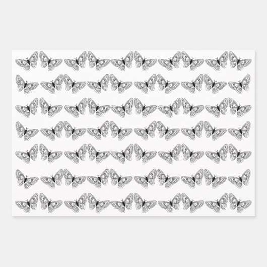 Lacy Black Butterfells Packpapier Sheets Geschenkpapier Set (Vorderseite 2)