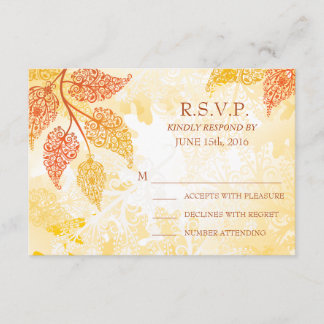 Lacy-Blätter Hochzeitsstift RSVP-Karte RSVP Karte