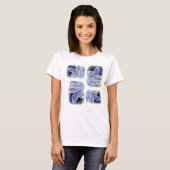 lacy Blätter in blauem u. weißem t T-Shirt (Vorne ganz)