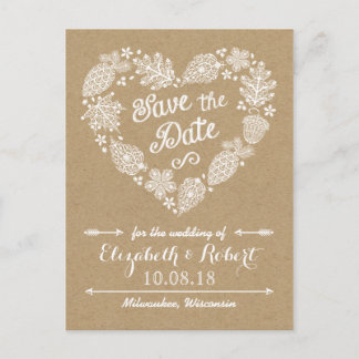 Lacy-Blätter - Rückgang der Liebe Save the Date Ankündigungspostkarte