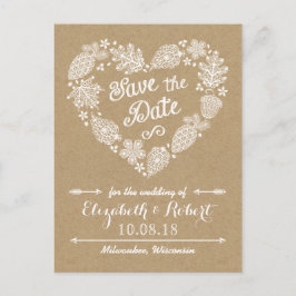 Lacy-Blätter - Rückgang der Liebe Save the Date Ankündigungspostkarte