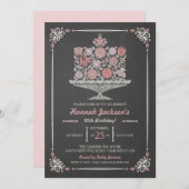 Lacy Blume Geburtstag Chalkboard Einladung 12x18 (Vorne/Hinten)