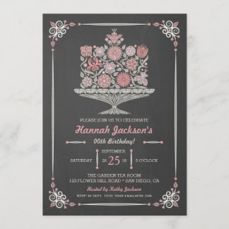 Lacy Blume Geburtstag Chalkboard Einladung 12x18
