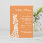 Lacy Bridal Dusche Einladung in Orange (Stehend Vorderseite)