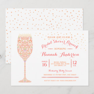 Lacy Champagne Brautparty Brunch Einladung