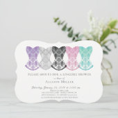 Lacy Corsets Lingerie-Dusche Einladung (Stehend Vorderseite)