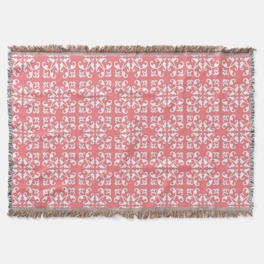 Lacy cutwork - weiß über Azalea pink Decke (Vorderseite)