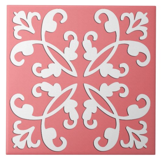 Lacy cutwork - weiß über Azalea pink Fliese (Vorderseite)