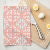 Lacy cutwork - weiß über Pfirsichschweizer Punkte Handtuch (Viertel Falte)