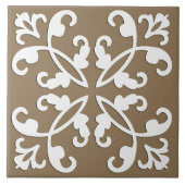 Lacy cutwork - weiß über taubbraun fliese (Vorderseite)