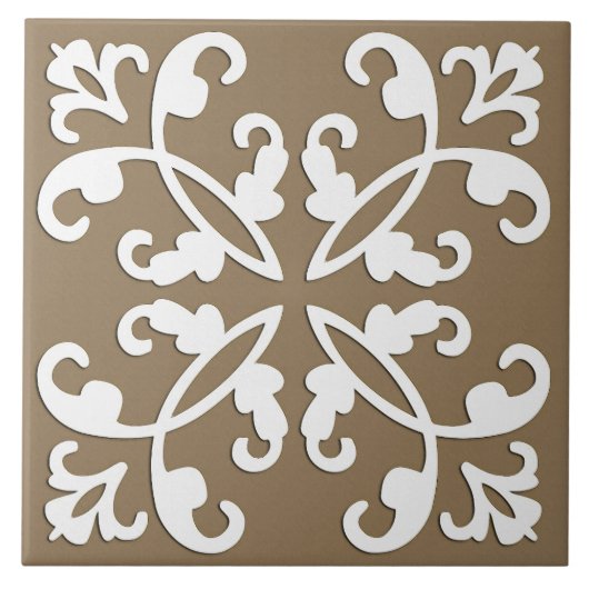 Lacy cutwork - weiß über taubbraun fliese (Vorderseite)