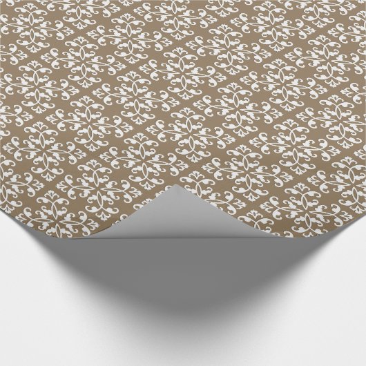 Lacy cutwork - weiß über taubbraun geschenkpapier (Ecke)