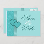 Lacy Damask Herz Save the Date Postkarte (Vorne/Hinten)
