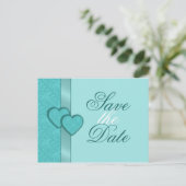 Lacy Damask Herz Save the Date Postkarte (Stehend Vorderseite)