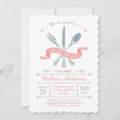 Lacy Fork Knife Spoon Bridal Brunch Einladung (Vorderseite)