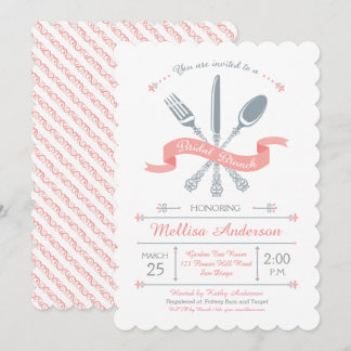 Lacy Fork Knife Spoon Bridal Brunch Einladung