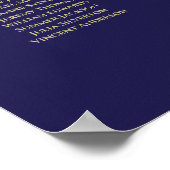 Lacy Gold 15 Table Wedding Seating Chart Navy Blue Poster (Ecke)