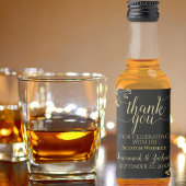 Lacy Gold auf Black Wedding Danke Mini Alkoholflaschenetikett
