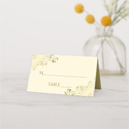 Lacy Gold auf Elfenbein Elegantes Hochzeitstil Platzkarte