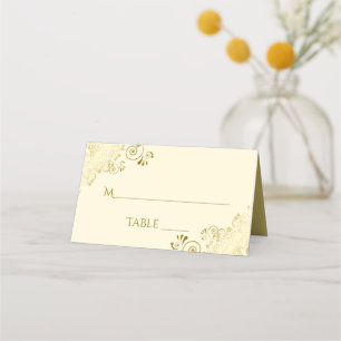 Lacy Gold auf Elfenbein Elegantes Hochzeitstil Platzkarte