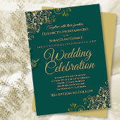 Lacy Gold auf Emerald Green Simple Elegante Weddin Einladung
