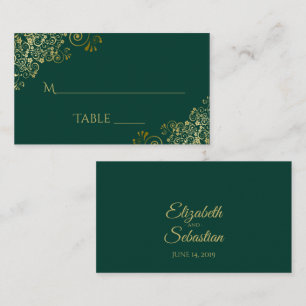 Lacy Gold auf Emerald Green Wedding Escort Card Platzkarte