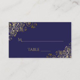 Lacy Gold auf Navy Blue Elegant Wedding Escort Car Platzkarte
