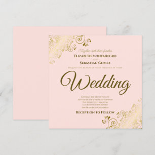 Lacy Gold auf Rosa Rosa Elegante Hochzeit auf dem  Einladung