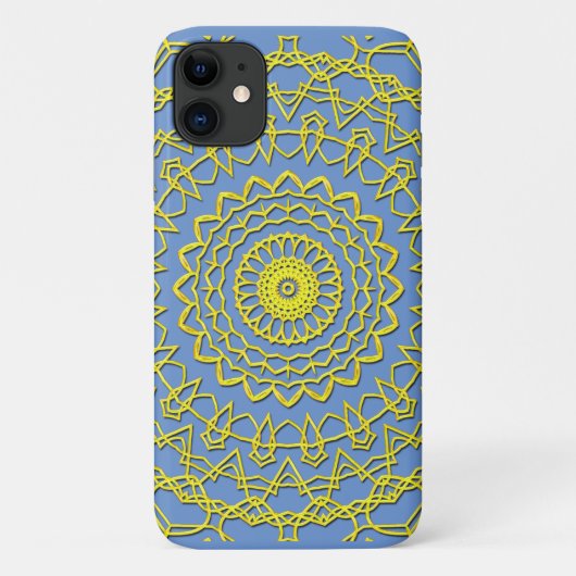 Lacy Gold Circle Design auf Cornblume blau Case-Mate iPhone Hülle (Rückseite)