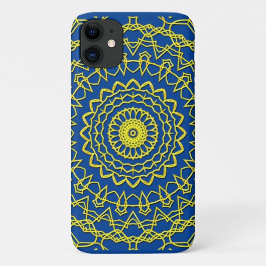 Lacy Gold Circle Design auf dunkelblau Case-Mate iPhone Hülle (Rückseite)