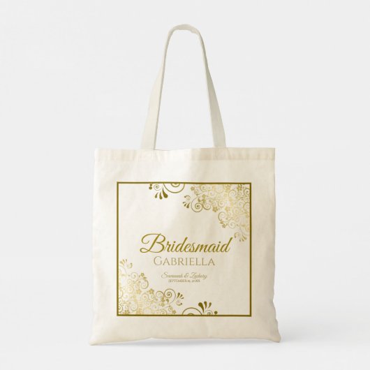 Lacy Gold Frills Elegant Bridesmaid Wedding Tragetasche (Rückseite)