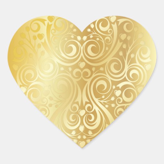 Lacy Gold Heart Sticker (Vorderseite)