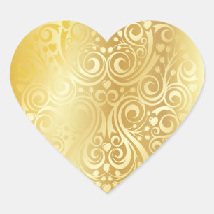 Lacy Gold Herz Aufkleber